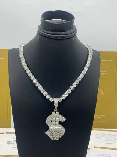 VVS Moissanite Diamond Cartoon Dollar Pendant On Tennis Neckchain