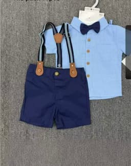 Baby short pants, shirt, suspenders & bow tie