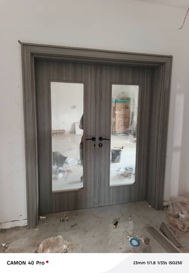 Mfc fabricate full glass double door
