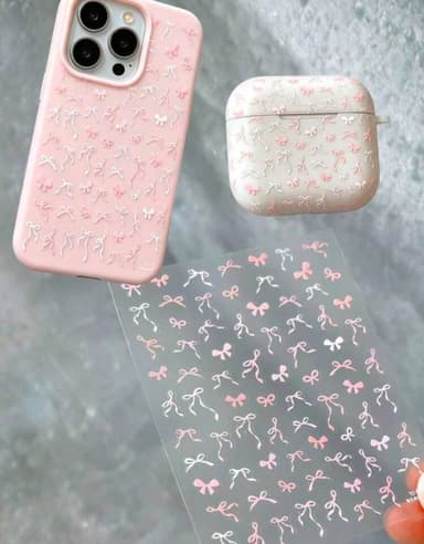 Pink and white bow sticker