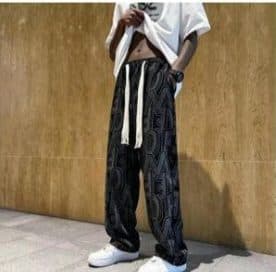 MEN'S CAUSAL PANTS - STYLISH MEN TROUSERS - ELASTIC WAIST WIDE - LEG, SWEAT PANTS, LETTER PRINT PANT