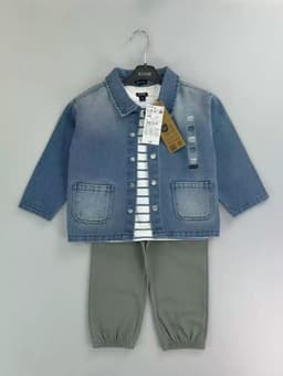 3 in one denim jacket, inner & green pants