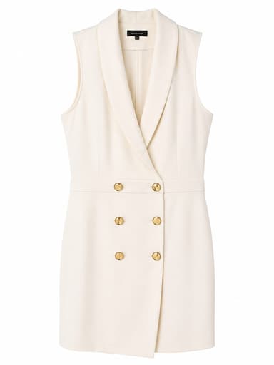 Women’s Sleeveless Double-Breasted Blazer Mini Dress with Gold Buttons.